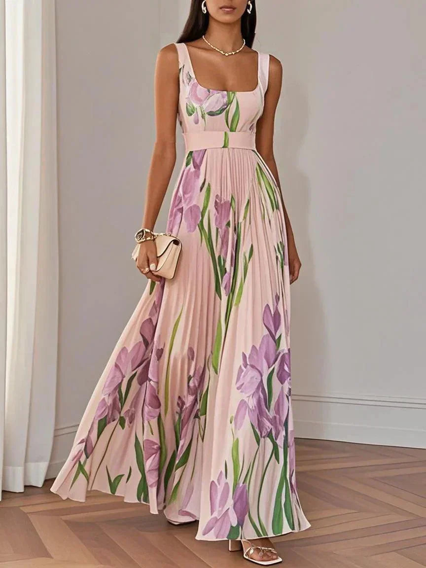Zelma™ | Pleated Chiffon Maxi Dress