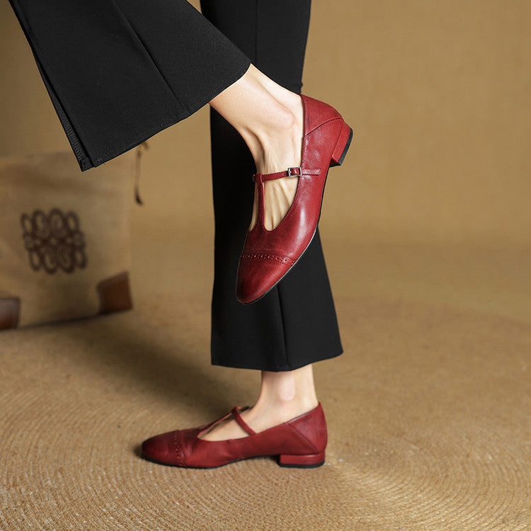 Miska Genuine Leather Flats