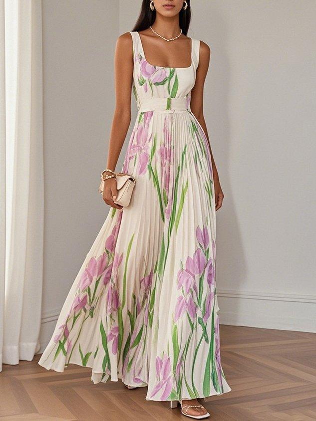 Zelma™ | Pleated Chiffon Maxi Dress